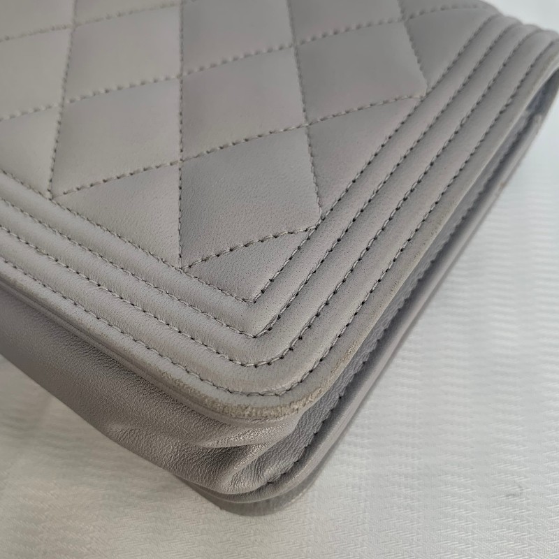 Chanel 灰色 羊皮 leboy woc 19cm-19