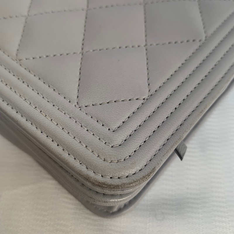 Chanel 灰色 羊皮 leboy woc 19cm-20