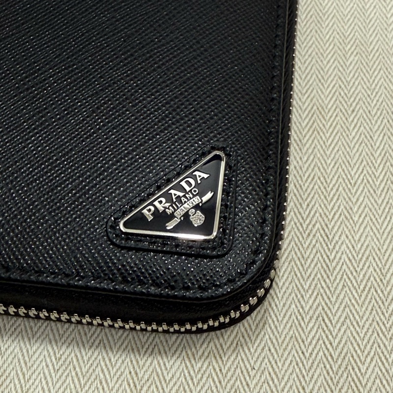 Prada 男裝經典款 黑色 三角Logo 大容量長夾 錢包 wallet-3