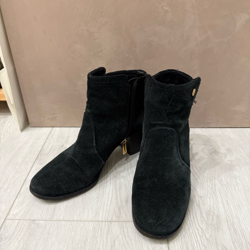 tory burch美國專櫃購入黑色麂皮短靴踝靴黑靴7M-0