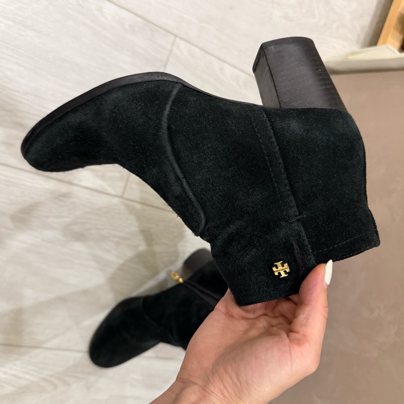 tory burch美國專櫃購入黑色麂皮短靴踝靴黑靴7M-1