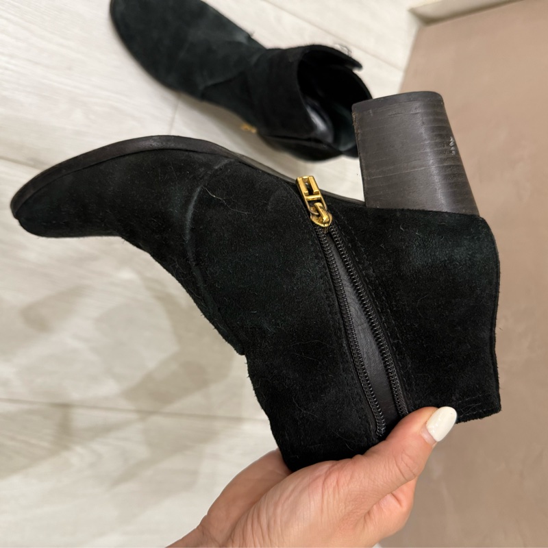 tory burch美國專櫃購入黑色麂皮短靴踝靴黑靴7M-3