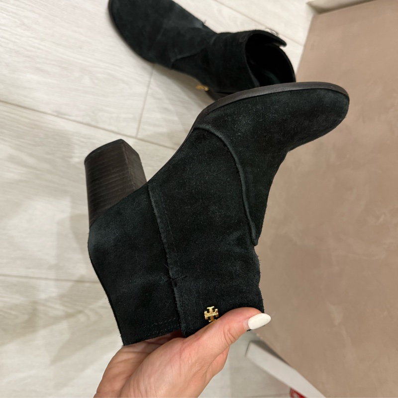tory burch美國專櫃購入黑色麂皮短靴踝靴黑靴7M-4