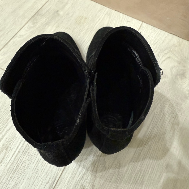 tory burch美國專櫃購入黑色麂皮短靴踝靴黑靴7M-5