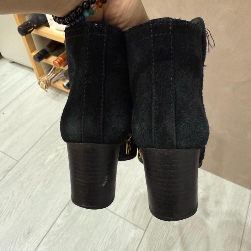 tory burch美國專櫃購入黑色麂皮短靴踝靴黑靴7M-9