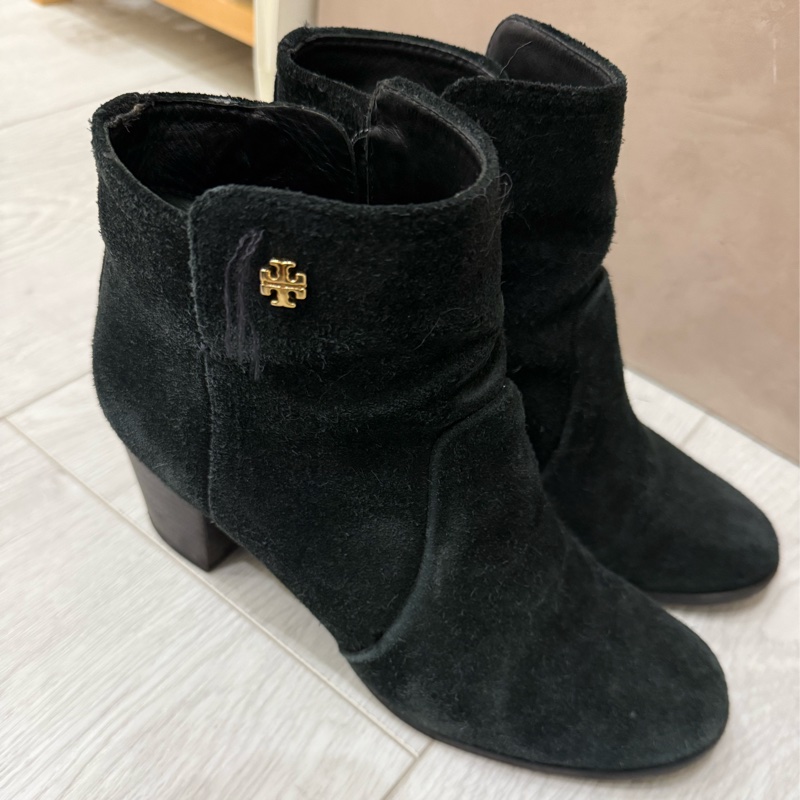 tory burch美國專櫃購入黑色麂皮短靴踝靴黑靴7M-11