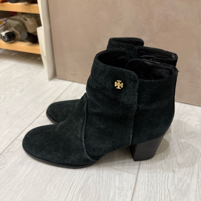 tory burch美國專櫃購入黑色麂皮短靴踝靴黑靴7M-12