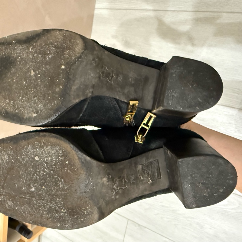 tory burch美國專櫃購入黑色麂皮短靴踝靴黑靴7M-13