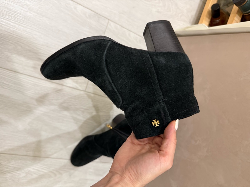 tory burch美國專櫃購入黑色麂皮短靴踝靴黑靴7M-14