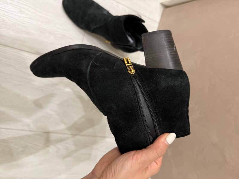 tory burch美國專櫃購入黑色麂皮短靴踝靴黑靴7M-16