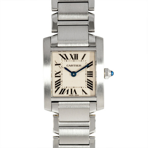 卡地亞 Tank Française SM 女士腕錶 W51008Q3 2384，石英機芯，象牙色錶盤，不鏽鋼錶殼