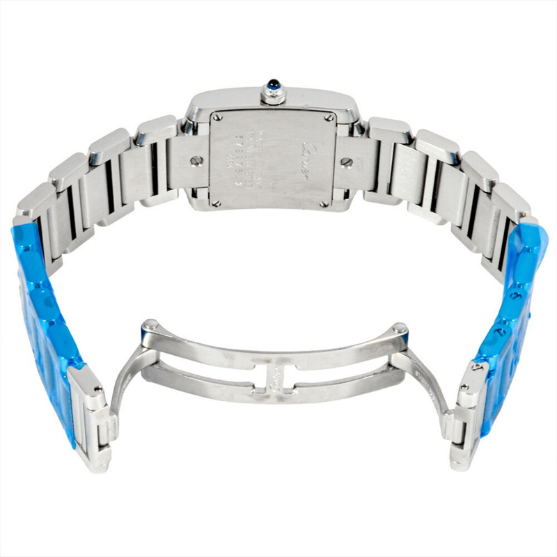 卡地亞 Tank Française SM 女士腕錶 W51008Q3 2384,石英機芯,象牙色錶盤,不鏽鋼錶殼-3