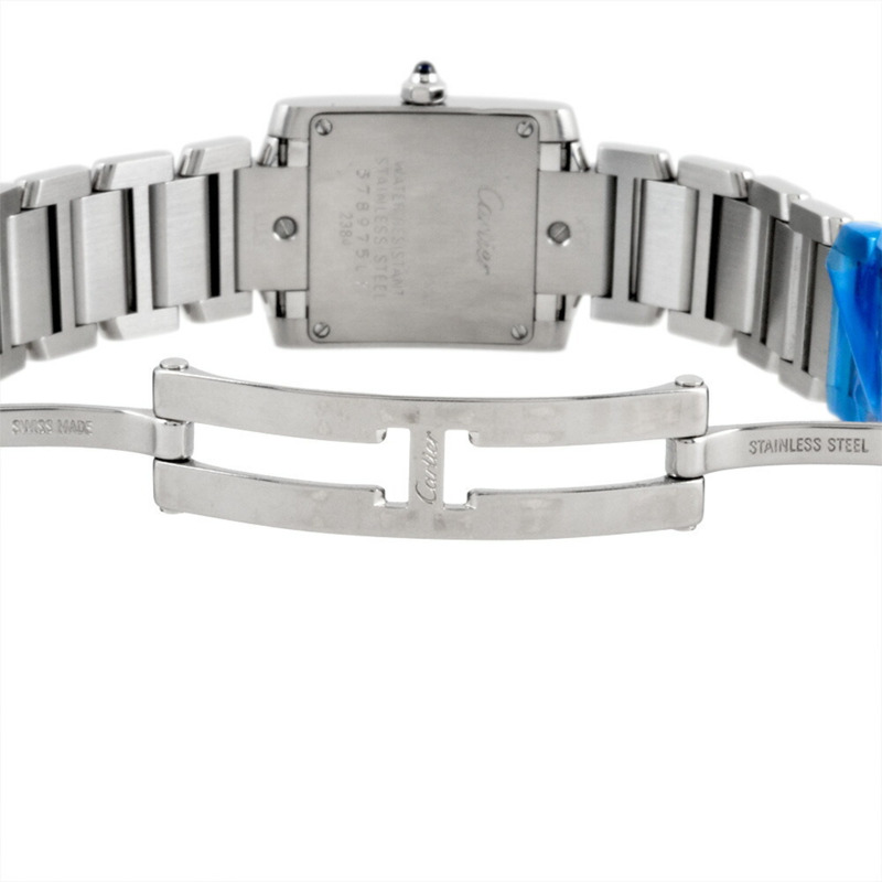 卡地亞 Tank Française SM 女士腕錶 W51008Q3 2384,石英機芯,象牙色錶盤,不鏽鋼錶殼-5