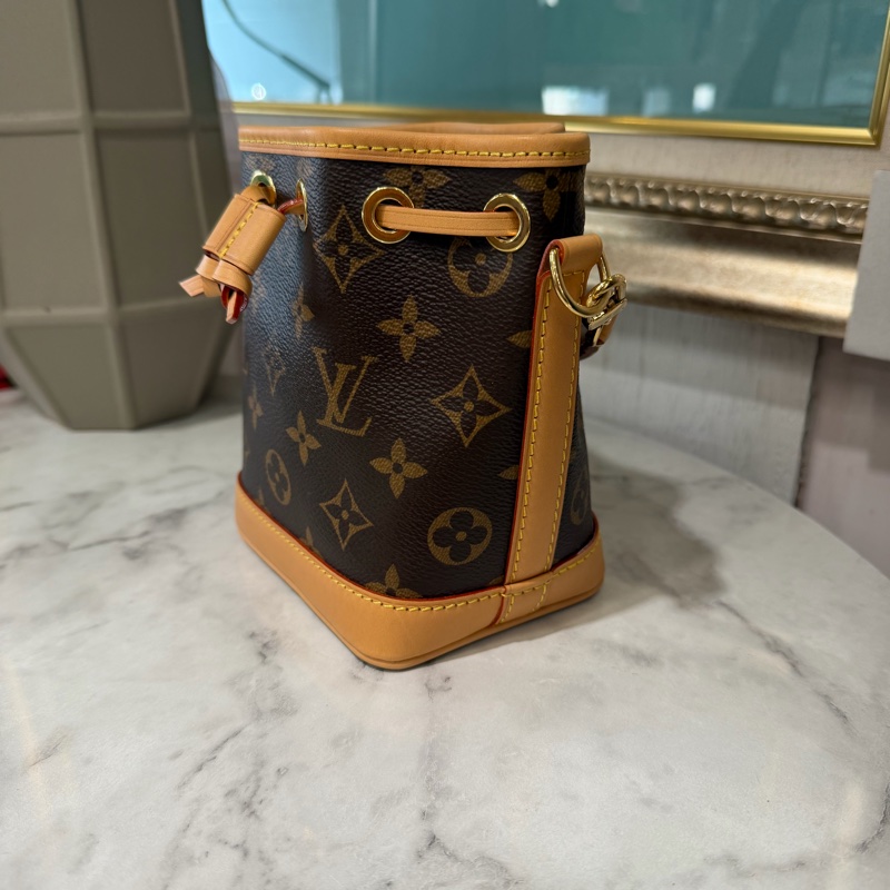 LV 原花Nano Noe金釦束口手提肩斜背水桶包M81266-3