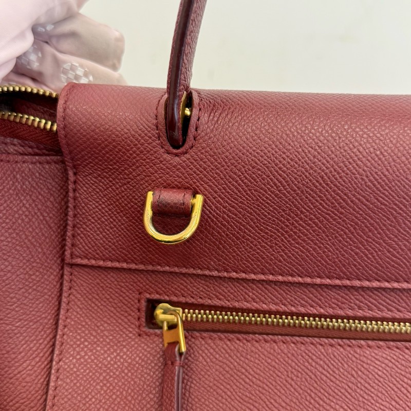 Celine Belt 紅色牛皮肩背包-6