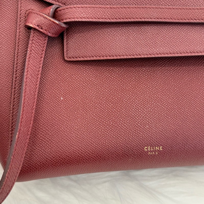 Celine Belt 紅色牛皮肩背包-9