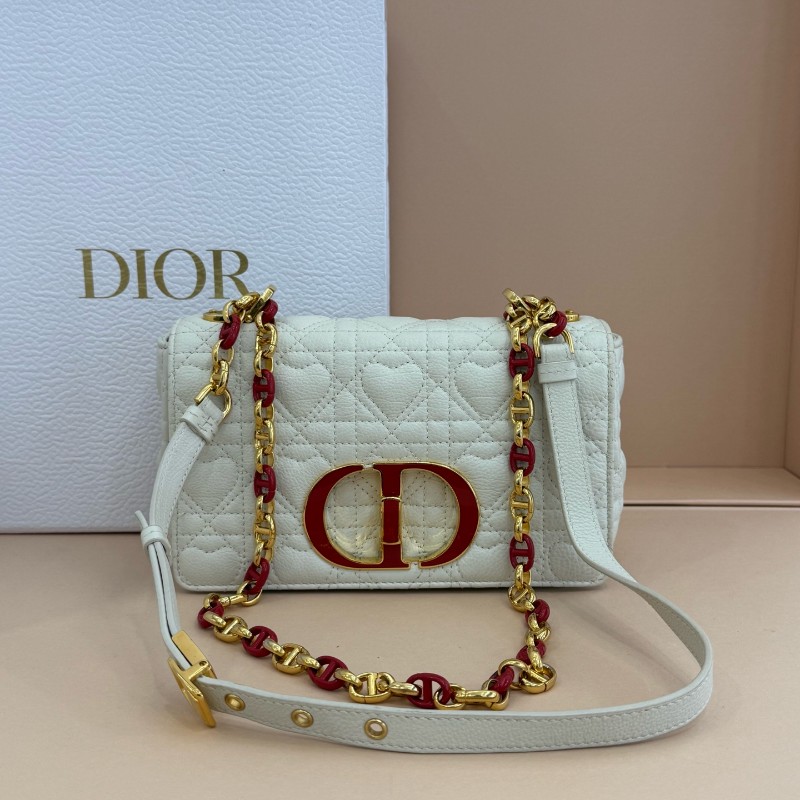 Dior 情人節限量款 caro白色愛心鏈條包 中號-0