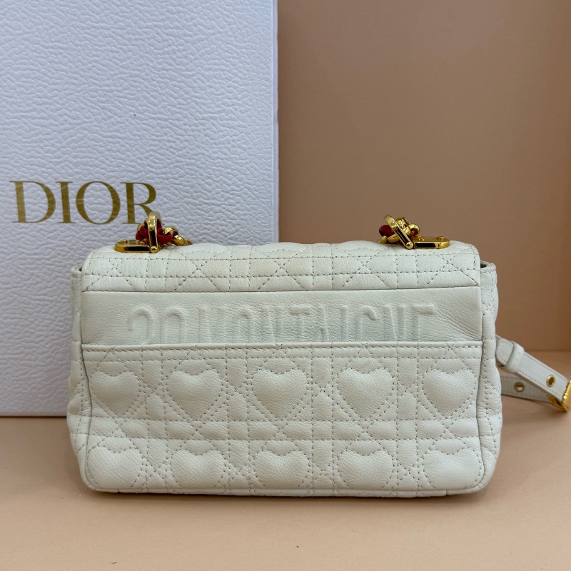 Dior 情人節限量款 caro白色愛心鏈條包 中號-1