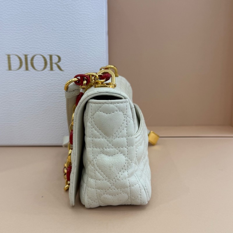 Dior 情人節限量款 caro白色愛心鏈條包 中號-2