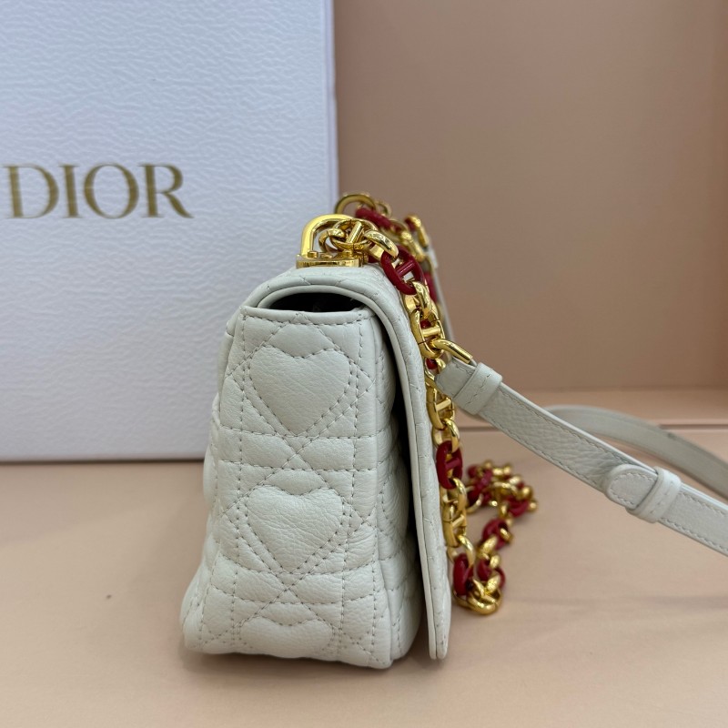 Dior 情人節限量款 caro白色愛心鏈條包 中號-3