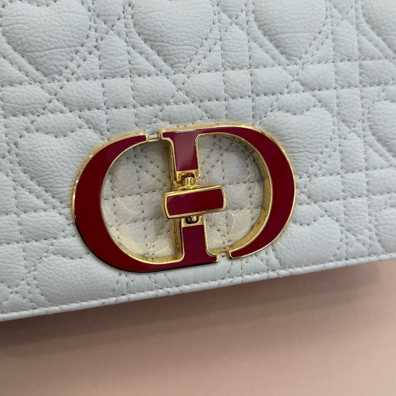 Dior 情人節限量款 caro白色愛心鏈條包 中號-15