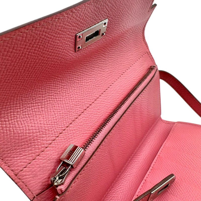 【1833】 愛馬仕 Hermès KELLY 長款錢包 唇膏粉色 銀扣 EP皮-6