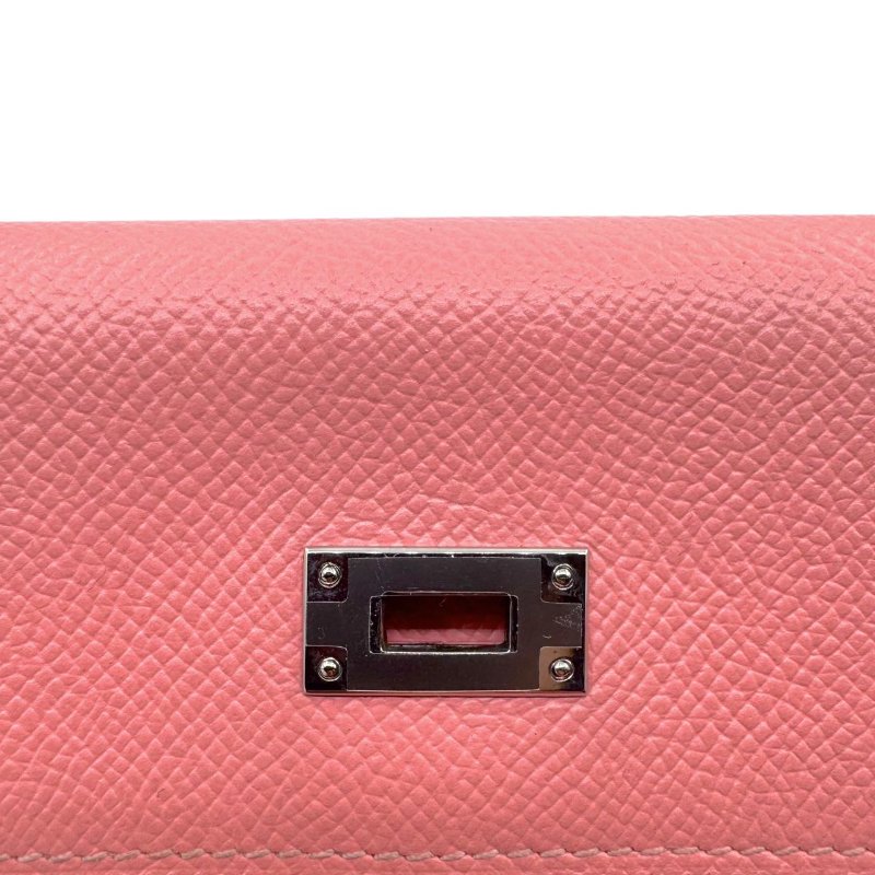 【1833】 愛馬仕 Hermès KELLY 長款錢包 唇膏粉色 銀扣 EP皮-11