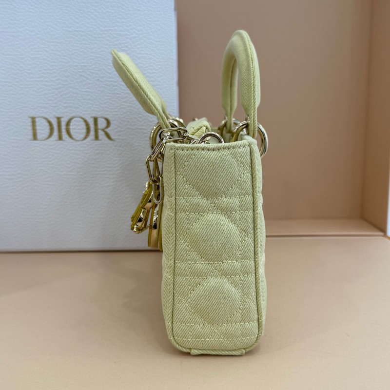 Dior D-joy 黃色牛仔 丹寧橫版戴妃 中號 新款鏈條包-2