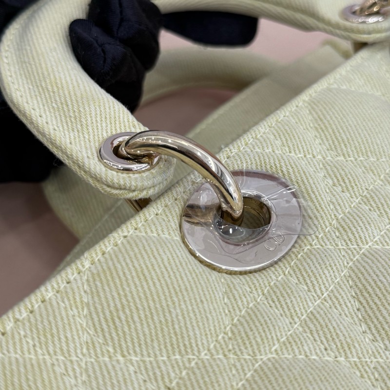 Dior D-joy 黃色牛仔 丹寧橫版戴妃 中號 新款鏈條包-9