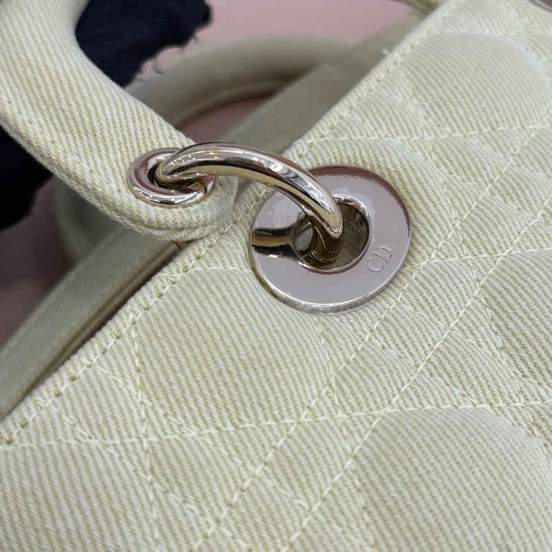 Dior D-joy 黃色牛仔 丹寧橫版戴妃 中號 新款鏈條包-10