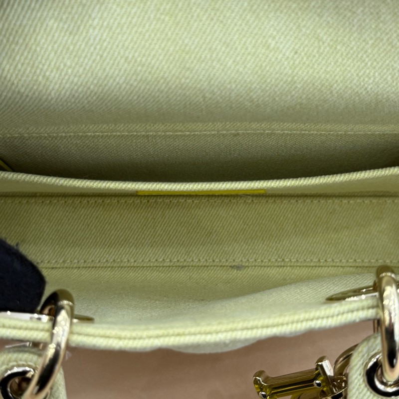 Dior D-joy 黃色牛仔 丹寧橫版戴妃 中號 新款鏈條包-12