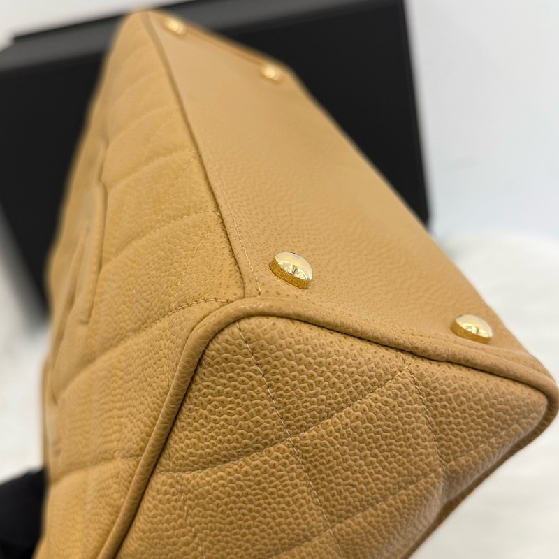 Chanel 奶茶色小號保齡球 荔枝牛皮 手提包-15