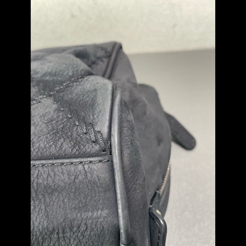 Chanel 麂皮霧面 機場包 黑銀翻毛皮 麻-14