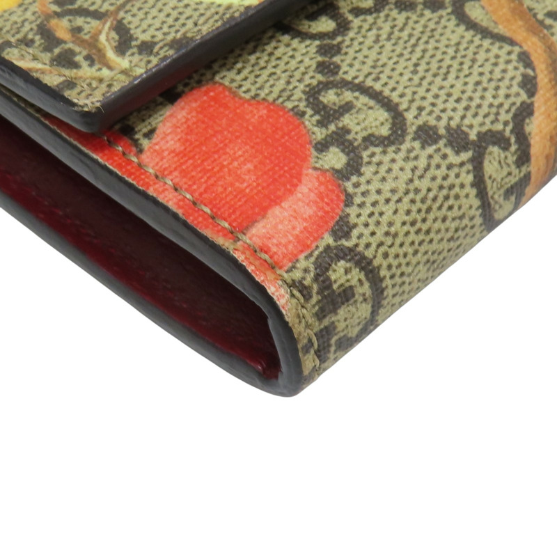 烏木色 多色 GG Supreme帆布 Tian花卉 壓扣長夾【GUCCI 古馳】 424892-8