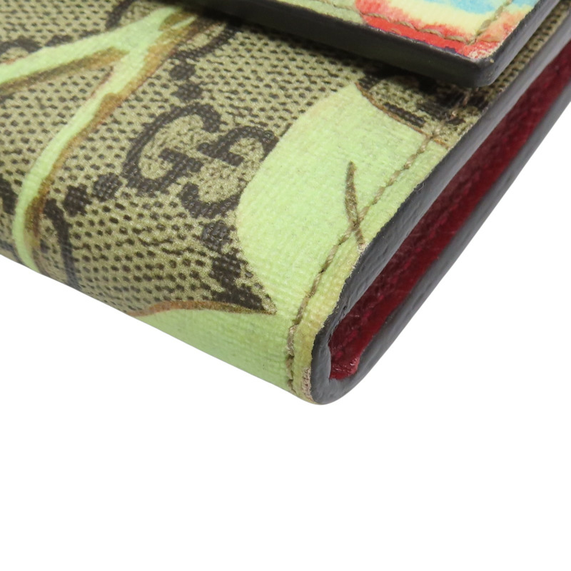 烏木色 多色 GG Supreme帆布 Tian花卉 壓扣長夾【GUCCI 古馳】 424892-9