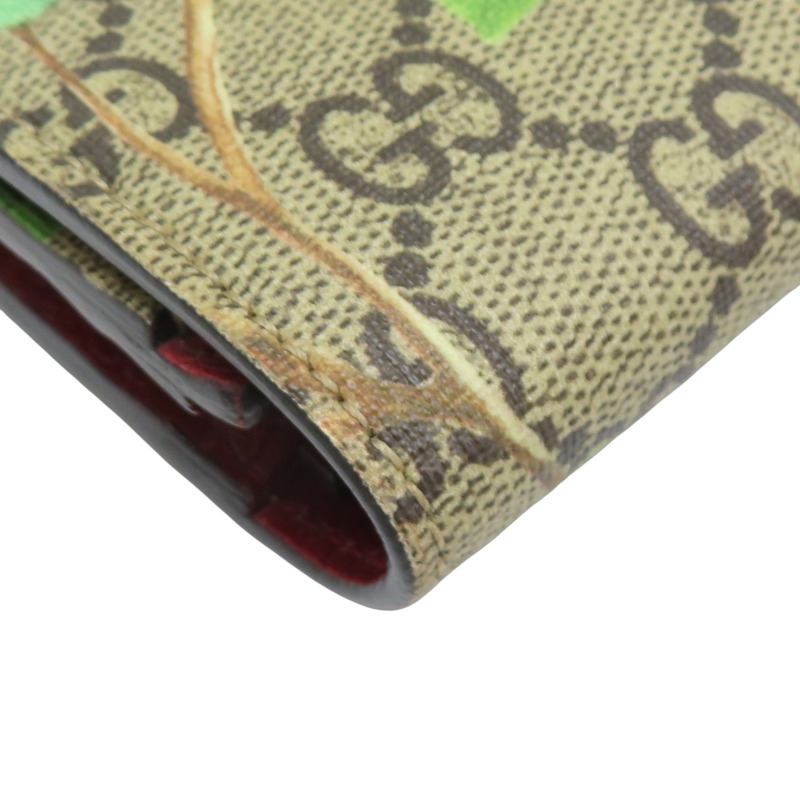 烏木色 多色 GG Supreme帆布 Tian花卉 壓扣長夾【GUCCI 古馳】 424892-10