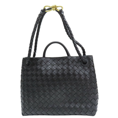 黑色 羊皮編織 Medium Andiamo 兩用包【BOTTEGA VENETA BV 寶緹嘉】 766016