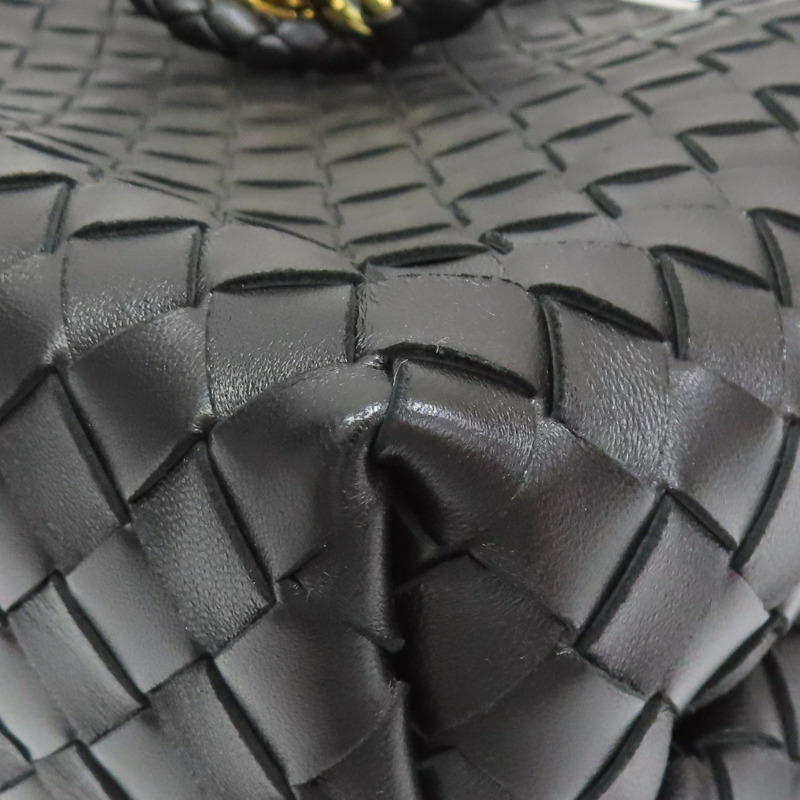 黑色 羊皮編織 Medium Andiamo 兩用包【BOTTEGA VENETA BV 寶緹嘉】 766016-11