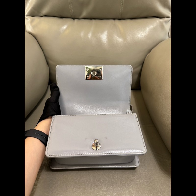 CHANEL Leboy 灰色牛皮菱格紋小號 宮廷款-6