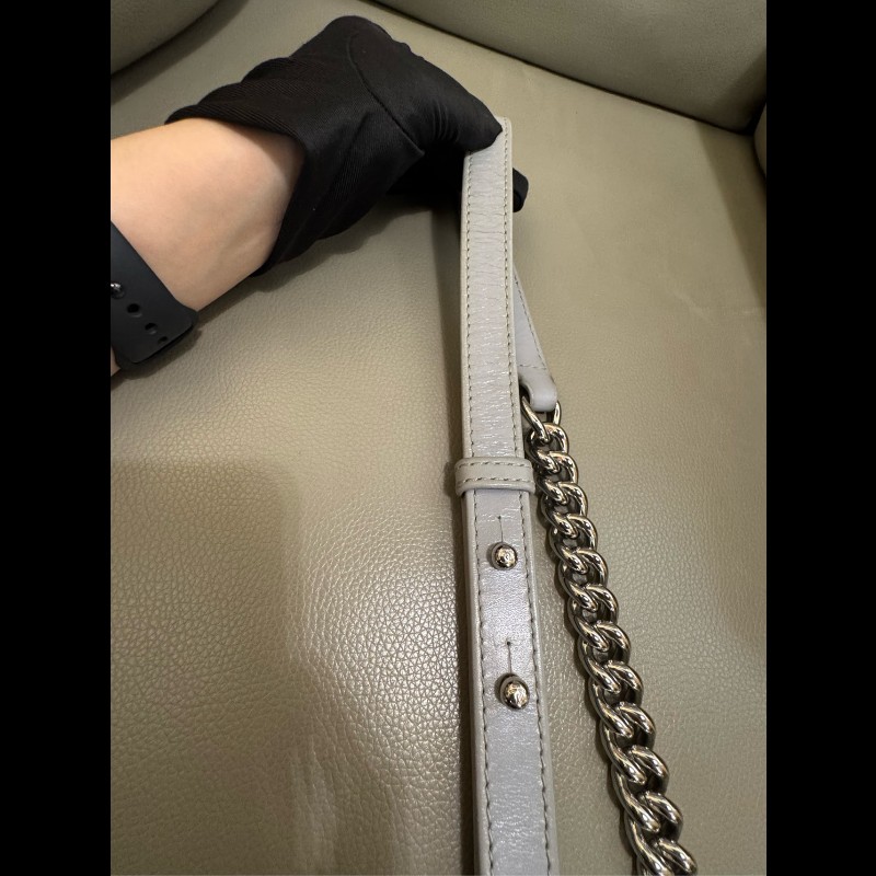 CHANEL Leboy 灰色牛皮菱格紋小號 宮廷款-14