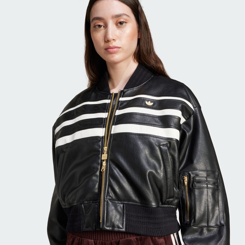 全新Adidas Faux Leather Bomber Jacket-4