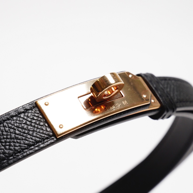 HERMÈS Kelly 18 腰帶（經典金扣款/黑色）-6