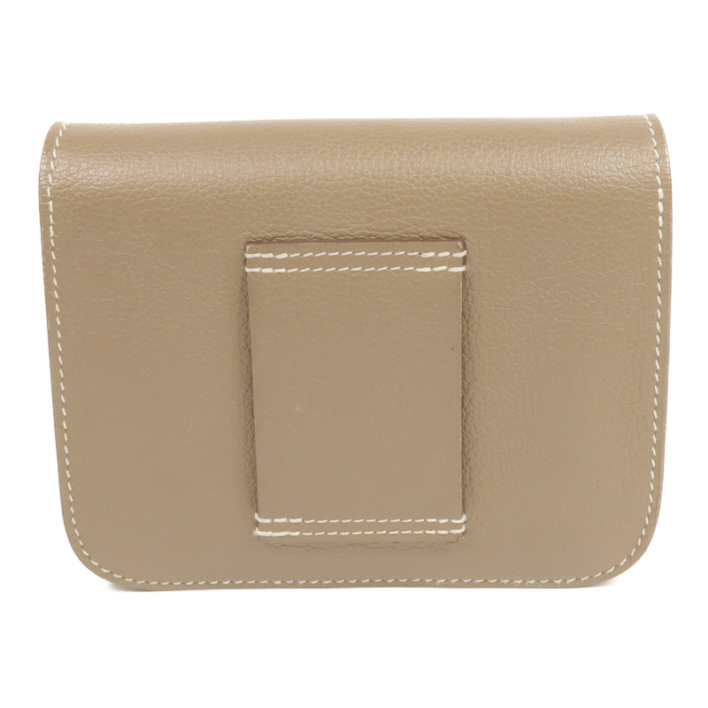 HERMES Evercolor皮革Constance Slim Wallet金扣錢包Etoupe-1