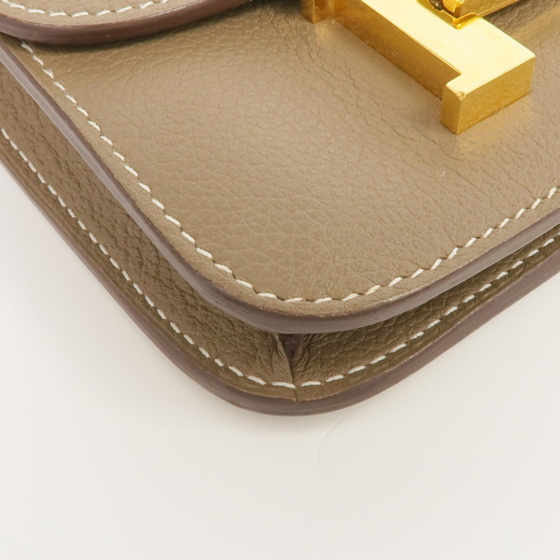 HERMES Evercolor皮革Constance Slim Wallet金扣錢包Etoupe-7
