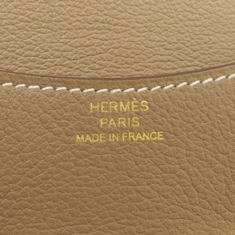 HERMES Evercolor皮革Constance Slim Wallet金扣錢包Etoupe-13