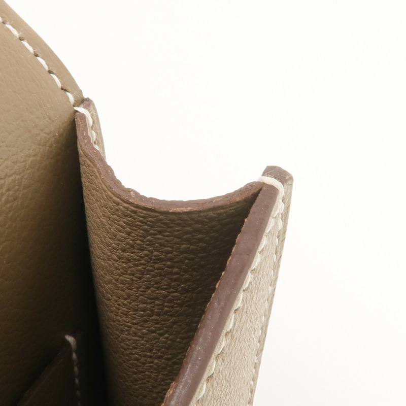 HERMES Evercolor皮革Constance Slim Wallet金扣錢包Etoupe-16