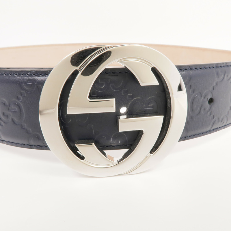 GUCCI 牛皮皮革Belt銀扣皮帶-3