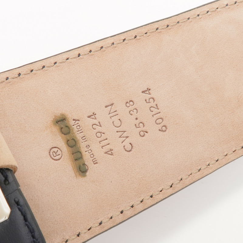 GUCCI 牛皮皮革Belt銀扣皮帶-5