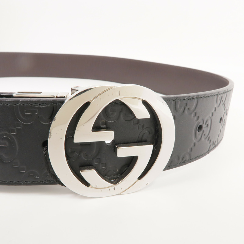 GUCCI 牛皮皮革Belt銀扣皮帶-3