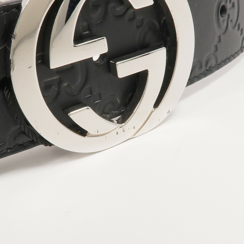 GUCCI 牛皮皮革Belt銀扣皮帶-6